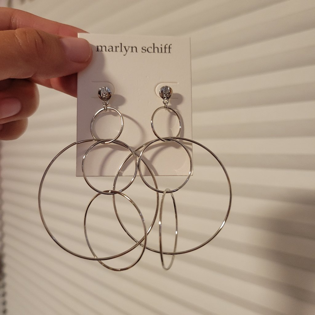 New- Marlyn Schiff Earrings, Silver Interlocking Hoops